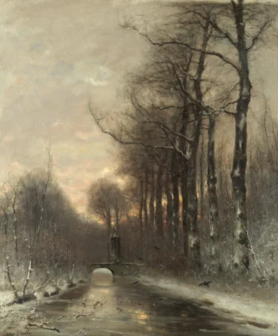 Hoverion - Louis Apol 1850-1936 
Rzeka w zimie, olej na płótnie, 85,1x71,7 cm
#artv...