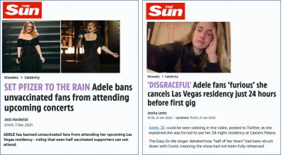 downight - Adele zabroniła niezaszczepionym fanom wejścia na swoje koncerty, tymczase...