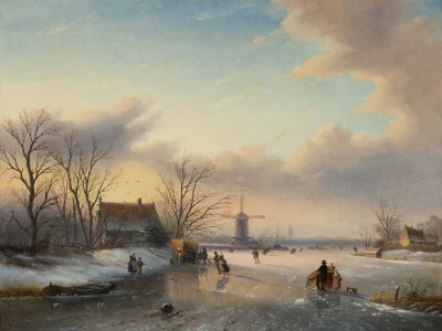 Hoverion - Jacob Jan Coenraad Spohler 1837-1923 
Winterlandschap met schaatsers, 185...