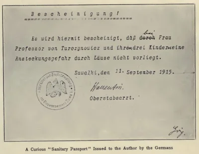 Hans_Kropson - "Paszport sanitarny". Niemcy rok 1915. Wydany dla Laury Turczynowicz i...