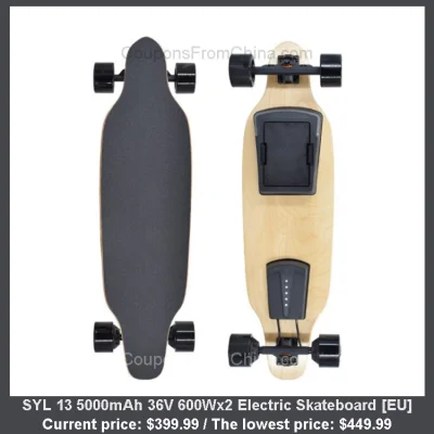 n____S - SYL 13 5000mAh 36V 600Wx2 Electric Skateboard [EU]
Cena: $399.99 (najniższa...