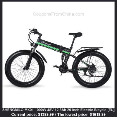 n____S - SHENGMILO MX01 1000W 48V 12.8Ah 26 Inch Electric Bicycle [EU]
Cena: $1399.9...