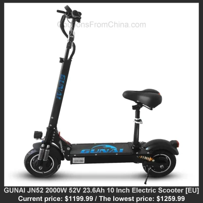 n____S - GUNAI JN52 2000W 52V 23.6Ah 10 Inch Electric Scooter [EU]
Cena: $1199.99 (n...
