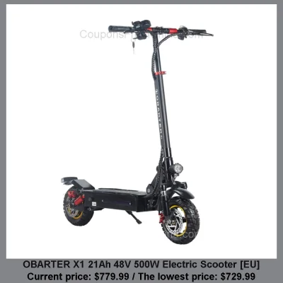n____S - OBARTER X1 21Ah 48V 500W Electric Scooter [EU]
Cena: $779.99 (najniższa w h...