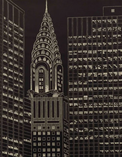 Borealny - Chrysler Building Flanked by High Rise Buildings II, 2009. Drzeworyt.

Yvo...