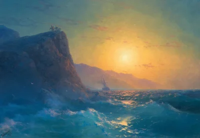 Lifelike - View of a steep, rocky coast and a rough sea at sunset; Iwan Ajwazowski
o...