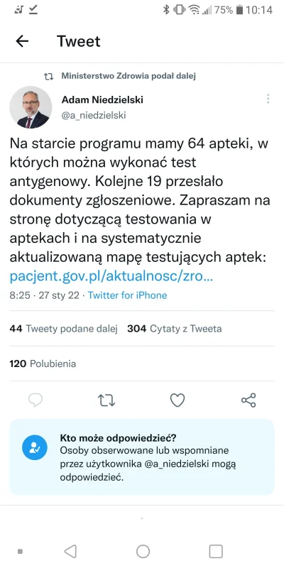 Trzesidzida - A Niedzielski zablokował możliwość komentowania tweeta w którym podał t...