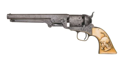 PatrykCXXVIII - Bonus #4
Przykładowy wygrawerowany Colt 1851 Navy. (Autorstwo grawer...