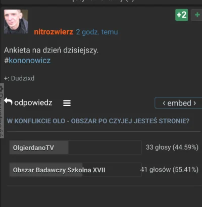 MrCALVIN - Finoni pozwolę sobie wkleić screena ankiety użytnika @nitrozwierz (pozdraw...