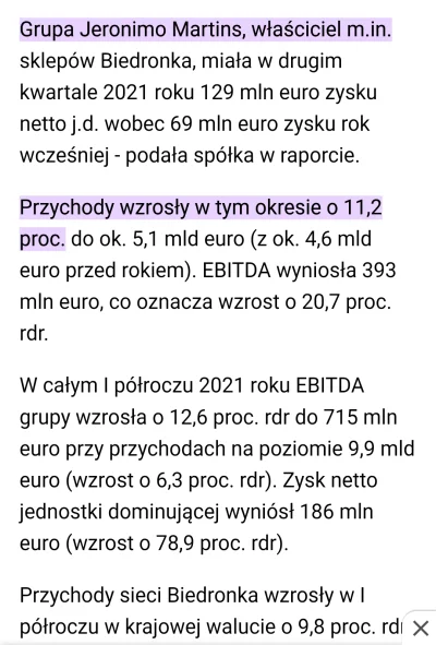 D.....o - Już to parę razy przytaczałem. Inflacja inflacją, a firma Jeronimo Martins ...