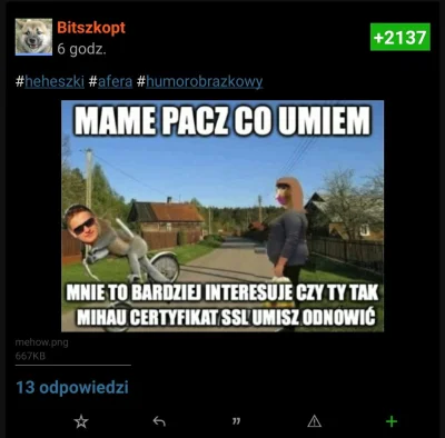 Kolczaneiro - @Bitszkopt dałem 2137 plusa ( ͡° ͜ʖ ͡°)