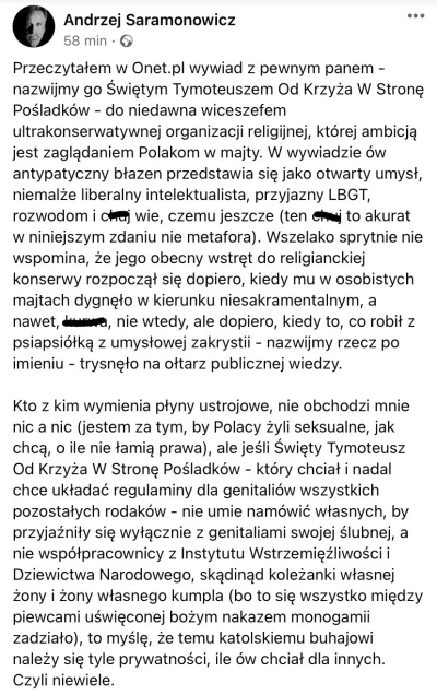 s.....s - Andrzej Saramonowicz jeńców nie bierze. Nie ma nawet co zbierać z tych hipo...