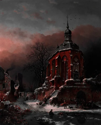 myrmekochoria - Fredrik Marinus Kruseman, Zimowy krajobraz z nadchodzącą burzą, XIX w...