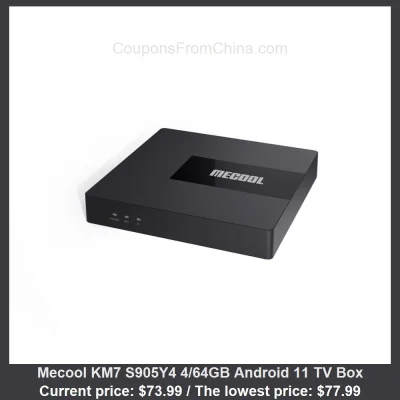 n____S - Mecool KM7 S905Y4 4/64GB Android 11 TV Box
Cena: $73.99 (najniższa w histor...
