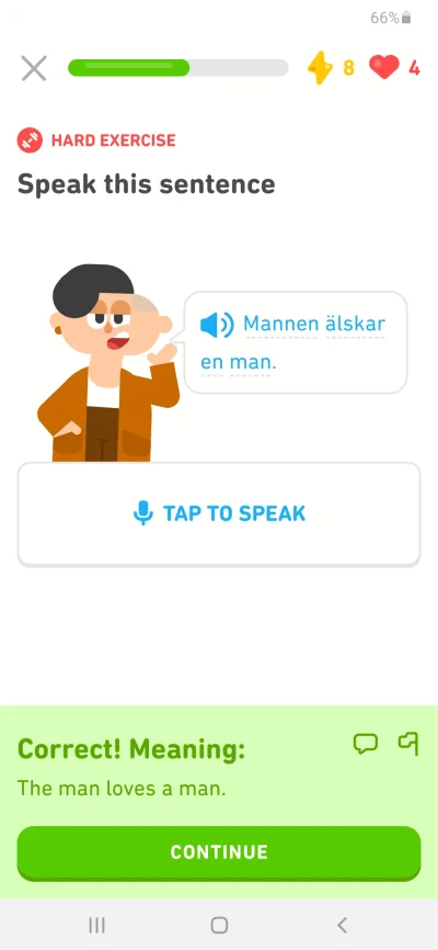 ghfkf - Ciekawe co w tej sytuacji zrobiłby homofob uczący się szwedzkiego w Duolingo ...