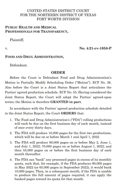 covid_duck - Trochę się zmienił wyrok sądu w sprawie dokumentów FDA . 

Wyrok w lin...