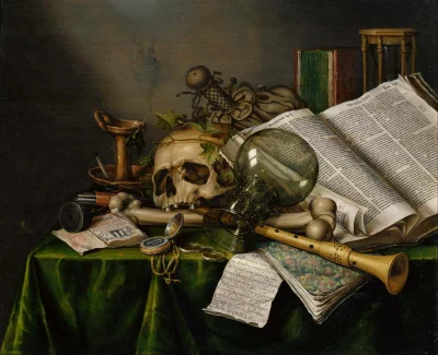 Hrabia_Vik - Martwa natura z książkami, rękopisami i czaszką
Edwaert Collier
1663
...