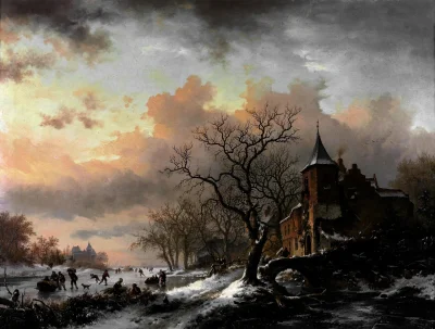 myrmekochoria - Fredrik Marinus Kruseman, Zimowy pejzaż z zamkiem, XIX wiek.

#star...