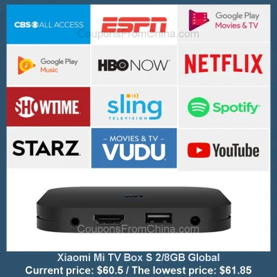 n____S - Xiaomi Mi TV Box S 2/8GB Global
Cena: $60.50 (najniższa w historii: $61.85)...