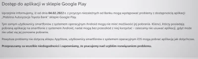 Forak - nie można pobrać aplikacji od toyota bank a bez niej nic nie dla się zrobić l...