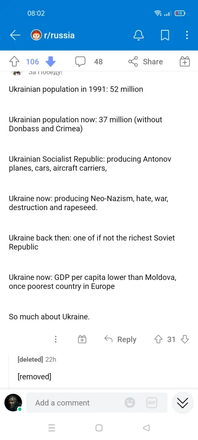 Czadecki - #rosja #reddit #ukraina
Przeglądanie rosyjskich subredditow to moje guilt...