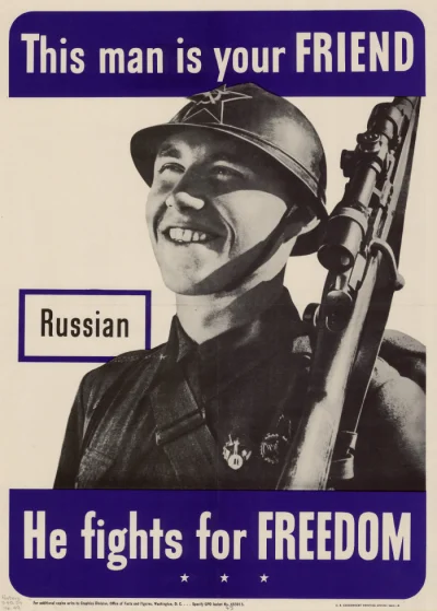 Karp_Molotow - Amerykański plakat propagandowy z 1942r. "Ten mężczyzna jest Twoim prz...