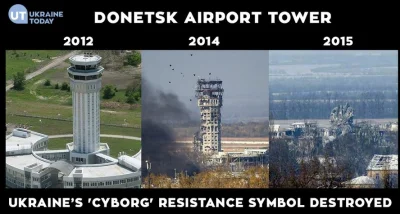 waro - Zniszczona wieża lotnicza w Doniecku to jeden z symboli wojny Ukrainy z Rosją....