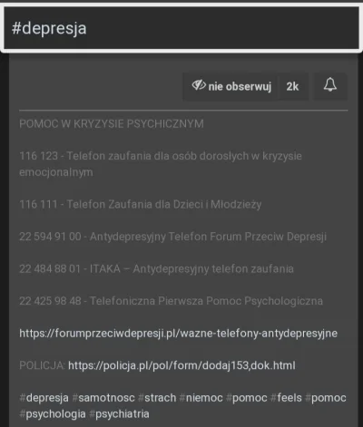 S.....P - @a__s dlaczego ta informacja nie jest podpięta pod tagiem #samobojstwo ?