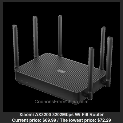 n____S - Xiaomi AX3200 3202Mbps Wi-Fi6 Router
Cena: $69.99 (najniższa w historii: $7...