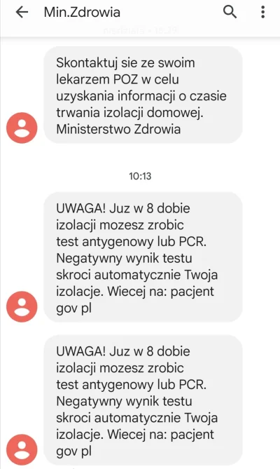 ajag - Przyszedł mi teraz taki SMS z ministerstwa zdrowia. To jakas nowa zasada? Nigd...