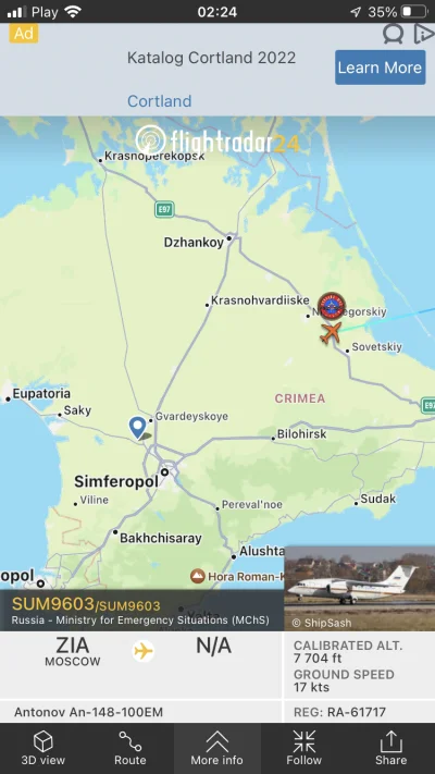 mcsr - Ciekawa sytuacja (wiem ze flightradar ale akurat ciekawe) samolot rosyjskiego ...