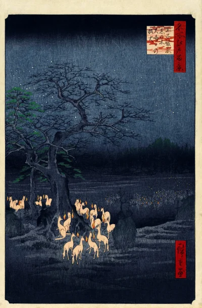 myrmekochoria - Hiroshige Andō, Lisie ognie, 1857

#starszezwoje - tag ze starymi g...