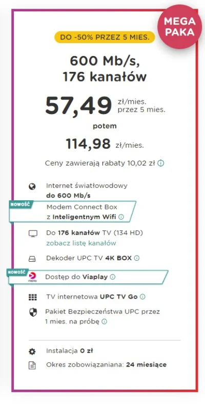 PortiMeo - Dlaczego w UPC w ofercie na swojej stronie nie podają w ogóle prędkości up...