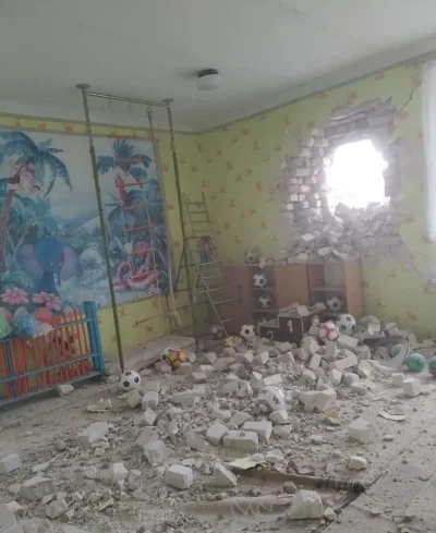 haziz-parker - Zdjecie z przed chwili - ostrzelane przedszkole w lugansku #ukraina