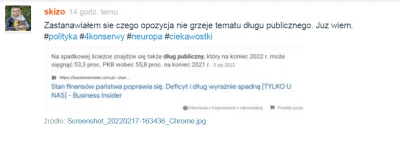 Jacek38 - ej,smieszny propagandysto @skizo coś pisałes chwilę temu o spadającym długu...