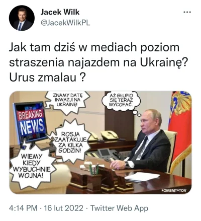 waro - Jacuś Wilk od samego początku tego konfliktu na Ukrainie wyśmiewał informacje ...