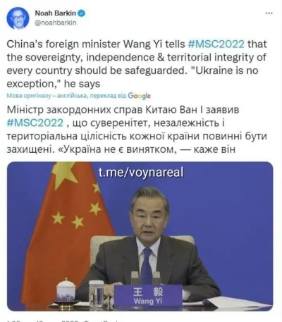 obserwator_ww3 - Minister spraw zagranicznych Chin Wang Yi powiedział, że suwerenność...