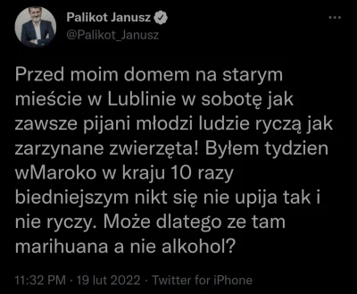 CipakKrulRzycia - #heheszki #alkoholizm #alkohol #lublin 
#palikot Lubię Janusza ale...