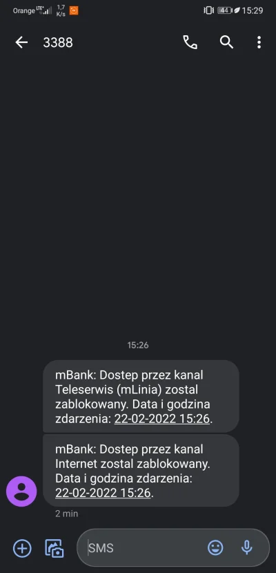 Ertenix - Mirki dostałem takiego SMSa z #mbank a nie mma tam nawet konta już od kilku...