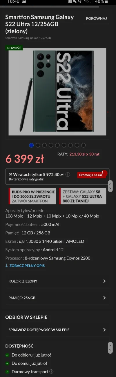 Qlien - @Neneszo: @Tunczykwpuszce: w rtv euro agd parzyłem dzisiaj i s22u są z dostaw...