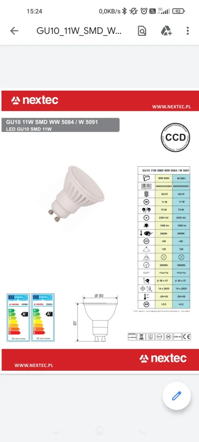 a.....o - @Chajtek: ja mam firmy nextec, poltronic niby 1050lm na gu10, ten model. Ma...