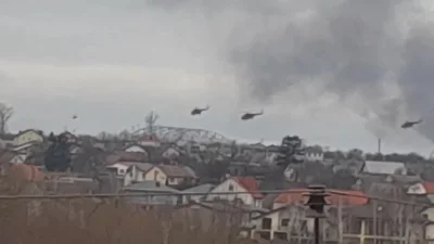 Kaaziiu - Nalot helikopterów w Gostomel, gdzie doszło do zestrzelenia 3 rosyjskich ma...