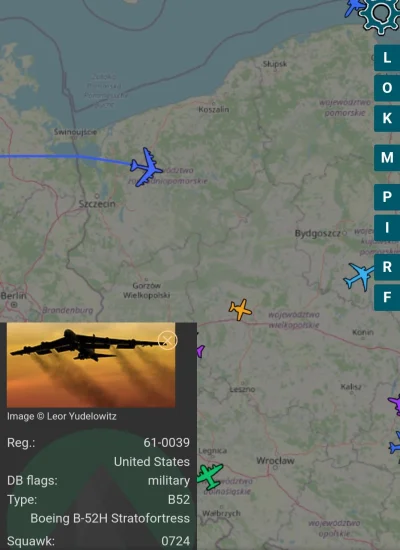 Zaciej2020 - #ukraina #samoloty #lotnictwo #flightradar24
 b52 nad Polską