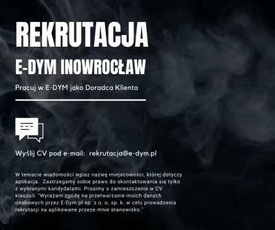 E-DYM - REKRUTACJA TRWA! ✅

 Wyślij CV pod e-mail: rekrutacja@e-dym.pl

Zastrzega...