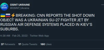 Zuben - Według CNN to był Ukraiński samolot zestrzelony przez rosyjski OPL. Jeśli to ...