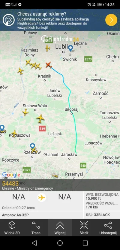 koradek - 3 ukraińskie transportowe an-26 i jeden an32p wleciały do Polski, lecą nad ...