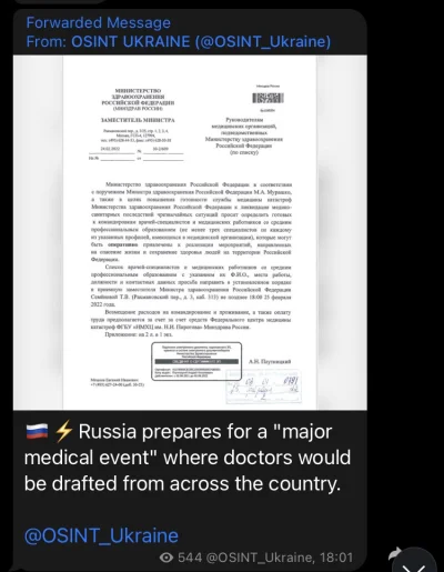 Ptasinskas - #ukraina Rosja przygotowuje się do „poważnego wydarzenia medycznego”, po...