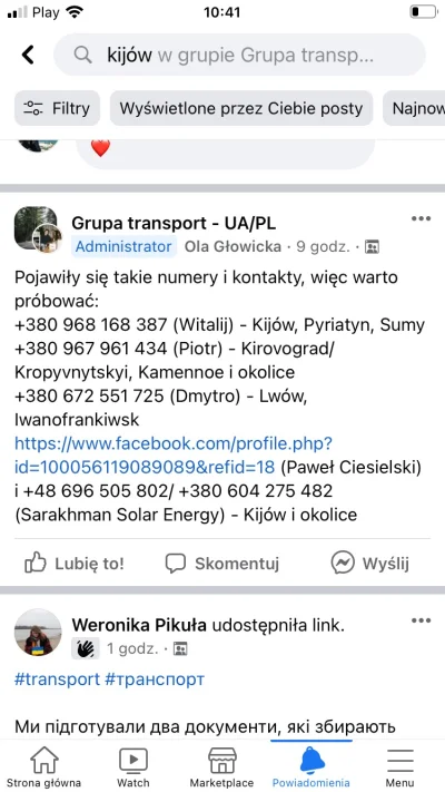 drylownicadomalin - @KredaFreda: grupy na fb, transport ua/pl i wojna na Ukrainie tra...