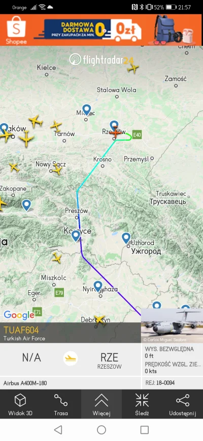 mirekniezwyboru - Turecki Airbus właśnie wylądował w Rzeszowie #wojna #flightradar24