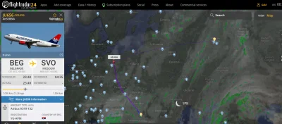 desmondMZ - Serbiski A319 z Belgradu do Moskwy też omija Polskę, trochę dziwna akcja,...